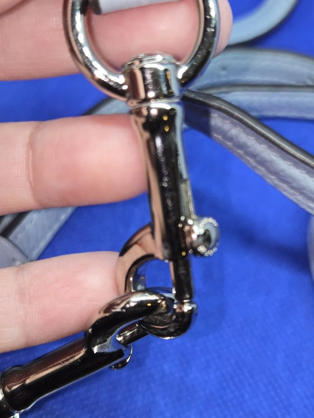 Coach Light Blue Leather Handbag Replacement Strap Silver Dog Leash Clips 40
